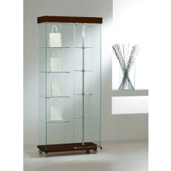 Vitrine animée tournante 8/18GVA - finition wengé - 4 tablettes amovibles et tournantes
