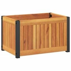 Helloshop26 - Jardinière bac lit surélevé plantes fleurs terrasse jardin 45 x 30 x 27,5 cm bois massif d'acacia et acier marron 02_0037604 - marron