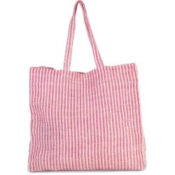 Sac shopping à rayures en juco - Kimood - Réf: KI0236 - Poche intérieure zippée - Poignées 55 cm