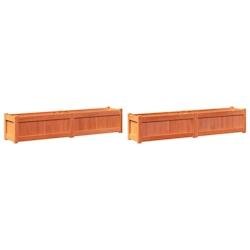Helloshop26 - Jardinière bac lit surélevé plantes fleurs jardin terrasses lot de 2 cire bois de pin massif marron 02_0039061 02_0039061 - marron Bo