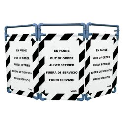 Barrière d'intervention 3 panneaux PVC ou Inox 304 - 1000 / PVC / rayé Noir / Blanc (En panne)