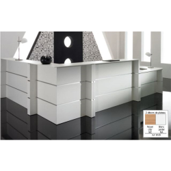 Banque d'accueil Link blanche - Hauteur 106 cm - Finitions Blanc pastel ou Noyer clair