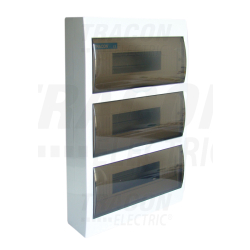 Boîtier de distribution mural - porte enfumée - rail N/PE 3×14 (42) modules - IP40 - dimensions 475×310×85mm