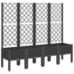 Helloshop26 - Jardinière bac lit surélevé plantes fleurs terrasse jardin avec treillis 160 x 40 x 142 cm PP noir 02_0038269 - noir 3000214202969