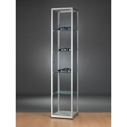 Vitrine colonne argent l 40 cm avec porte battante securisee