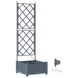 Helloshop26 - Cache-pot de jardin moderne avec irrigation 40 x 40 x 126 cm extérieur durable en acier gris clair 02_0058592 - gris acier 3000240676727