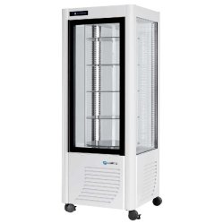 Vitrine réfrigérée positive rotative panoramique blanche 4 faces vitrées 400l - 400G-B