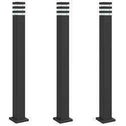Helloshop26 - Lampadaires d'extérieur avec sortie 3 pcs 110 cm aluminium noir 02_0042569 - noir aluminium 3000218193232