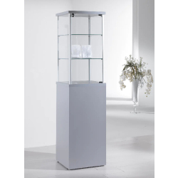 Vitrine colonne sur socle 7-PLVA - Dimensions 45x45x175 cm - 2 tablettes amovibles et serrure