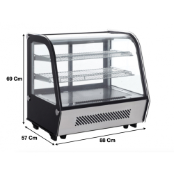 Vitrine réfrigérée de comptoir 160 L - double vitrage - refroidissement ventilé - thermostat réglable