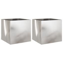 Helloshop26 - Jardinière bac lit surélevé plantes fleurs jardin terrasses lot de 2 argenté 49 x 47 x 46 cm acier inoxydable Argent 02_0039014 02_0