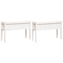 Helloshop26 - Jardinière bac lit surélevé plantes fleurs jardin terrasses lot de 2 avec pieds bois de pin massif blanc 02_0039018 02_0039018 - blan