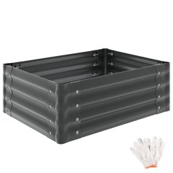 TecTake GmbH tectake Jardin surélevé Salvia acier galvanisé bac potager ergonomique plantation légumes herbes gris 80x60x30cm 130L fond ouvert - g