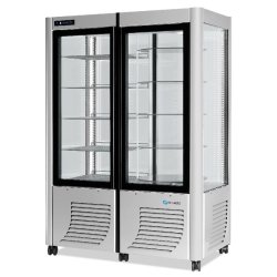 Vitrine réfrigérée positive Double Fixe/Rotative 800L 4 faces vitrées SCAIOLA - Argent
