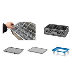 Casier à verres 60 x 40 cm - Bac plastique alimentaire - Résistant aux chocs thermiques