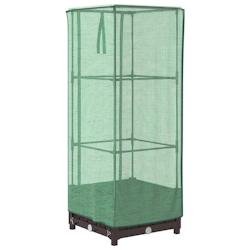 Helloshop26 - Jardinière bac lit surélevé plantes fleurs terrasse jardin surélevée avec housse aspect rotin 40 x 40 x 123 cm Marron 02_0038768 -