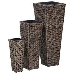 Helloshop26 - Jardinière lit surélevé plantes fleurs jardin 3 pièces jacinthe d'eau marron foncé 02_0001342 - marron acier 3000077131536