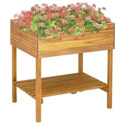 Helloshop26 - Jardinière surélevée 78,5 x 58,5 x 78,5 cm jardin plantes fleurs bois massif d'acacia 02_0000851 - Bois massif 3000071851539