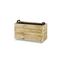 HORTALIA Jardinière rectangulaire Ghio 70x30x40 en bois traité pour l’extérieur - marron Bois massif 700204