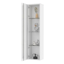 Merax Vitrine LED 40×29×170 cm, vitrine en verre blanc, vitrine de collection avec contrôle par application, 4 niveaux - blanc multi-matériau N877