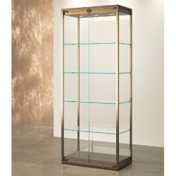 Vitrine T-Métal colonne 75x45xH190cm 3 spots LED - bronze