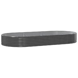 Helloshop26 - Lot de 2 jardinières surélevées ovales pour jardin terrasse 296 x 140 x 36 cm en acier galvanisé anthracite 02_0046585 - acier 30002