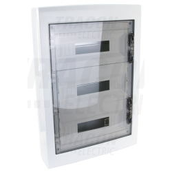 Tableau en saillie - porte plate transparente - 54 modules (3x18) - IP40 - dimensions 670x464x120 mm