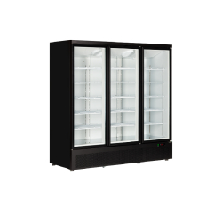 Vitrine ventilée positive 1664 Litres, 18 niveaux, 3 portes vitrées battantes, sur roulettes, noire, 460 W, 220 V - MONO