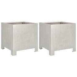 Helloshop26 - Jardinière bac lit surélevé plantes fleurs jardin terrasses lot de 2 30 x 30 x 30 cm acier inoxydable Argent 02_0038922 - inox 300021
