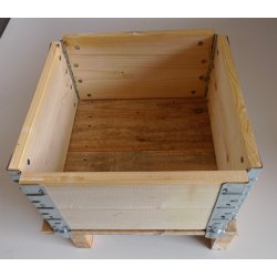 Rehausse palette en bois certifiée PEFC - Dimensions 400 x 400 x 195 x 20 mm - Sapin du Nord, pliable, superposable