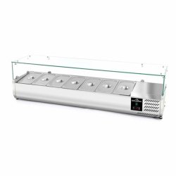 Vitrine à ingrédients réfrigérée 1600x395mm (7x GN1/3) PREMIUM - GOLDINOX - gris inox 3701770829460