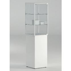 Vitrine sur socle 7-PLPVA - colonne d'exposition en verre trempé avec rangement verrouillable