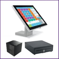 Pack caisse tactile Yuno Evolution - normes NF525 - écran 15,1'' - tiroir caisse 3S 430-24V - imprimante thermique ODP 333