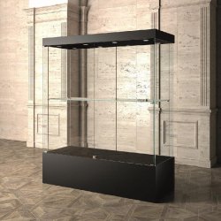 Vitrine Museum Bois colonne 160x60xH200cm - livrée pré-montée - noir