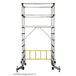 Échafaudage Pliant Télescopique en Aluminium - Longueur Plateau 1.30m - Hauteur de Travail Jusqu'à 4.00m