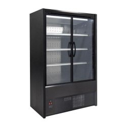 Vitrine réfrigérée 1200 mm Cervinho, Portes battantes, Design noir,