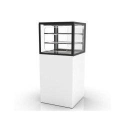 Vitrine neutre INTEGRA sur base haute - 600 mm - 3 niveaux - H1400 mm - IN60/50-140N | Sayl Barcelona- Accès Grab & Go - blanc 674005070407