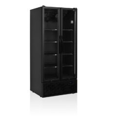 Vitrine réfrigérée noire 2 porte à porte battantes positive - 890 x... - FS890H BLACK