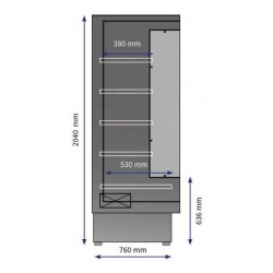 Vitrine murale - Inox - BARI P80/308 VLSG