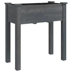Helloshop26 - Jardinière bac lit surélevé plantes fleurs terrasse jardin avec doublure 71 x 37 x 76 cm bois massif de sapin gris 02_0038142 - gris