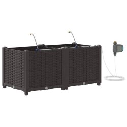Helloshop26 - Lot de 2 cache-pots modernes jardin 80 x 40 x 37,5 cm avec système d'irrigation en acier marron 02_0058520 02_0058520 - marron acier 30