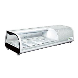 Vitrine réfrigérée à poser verre incurvé portes coulissantes avec 5 bacs gn 1/2 - RTS-103L