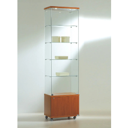 Vitrine haute avec meuble bas 6/22MVA - cerisier - verre trempé - 220 cm de hauteur
