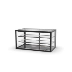 Vitrine neutre INTEGRA à poser - 1000 mm - 3 niveaux - H815 mm - IN100-80N | Sayl Barcelona- Accès avant et arrière - noir 674005069739
