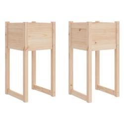 Helloshop26 - Jardinière bac lit surélevé plantes fleurs jardin terrasses lot de 2 40 x 40 x 81 cm bois massif de pin marron 02_0038969 - marron Bo