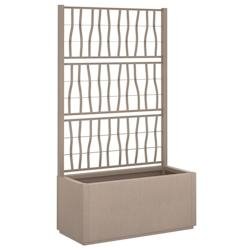 Helloshop26 - Jardinière bac lit surélevé plantes fleurs terrasse jardin avec treillis clair 80 x 36 x 140 cm PP marron 02_0038359 - marron 3000214