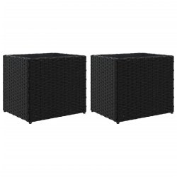Helloshop26 - Jardinière bac lit surélevé plantes fleurs jardin terrasses lot de 2 36 x 30 x 32 cm résine tressée noir 02_0038947 - noir acier 30