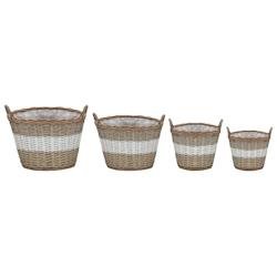 Helloshop26 - Jardinière lit surélevé plantes fleurs jardin 4 pièces osier avec doublure en PE 02_0001333 - 3000077041538
