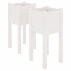 Helloshop26 - Jardinière bac lit surélevé plantes fleurs jardin terrasses d'extérieur lot de 2 31 x 31 x 70 cm bois de pin blanc 02_0038891 - blan