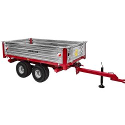 Remorque double essieu 2500 kg pour Micro-Tracteur - Benne galvanisée basculante hydraulique - 2400 x 1250 x 400 mm - Attelage anneau ø50 mm Torros AHRT2506H